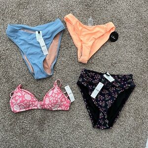 Women's Swim Bikinis - Blue, Orange, Pink, Black Floral